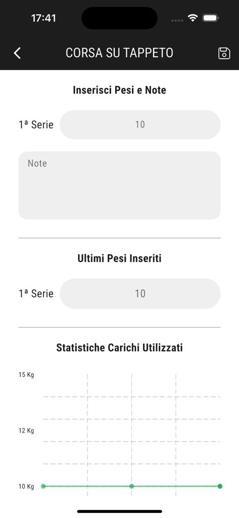 Training Program PRO - Mobile app interface for logging weights and viewing workout progress statistics