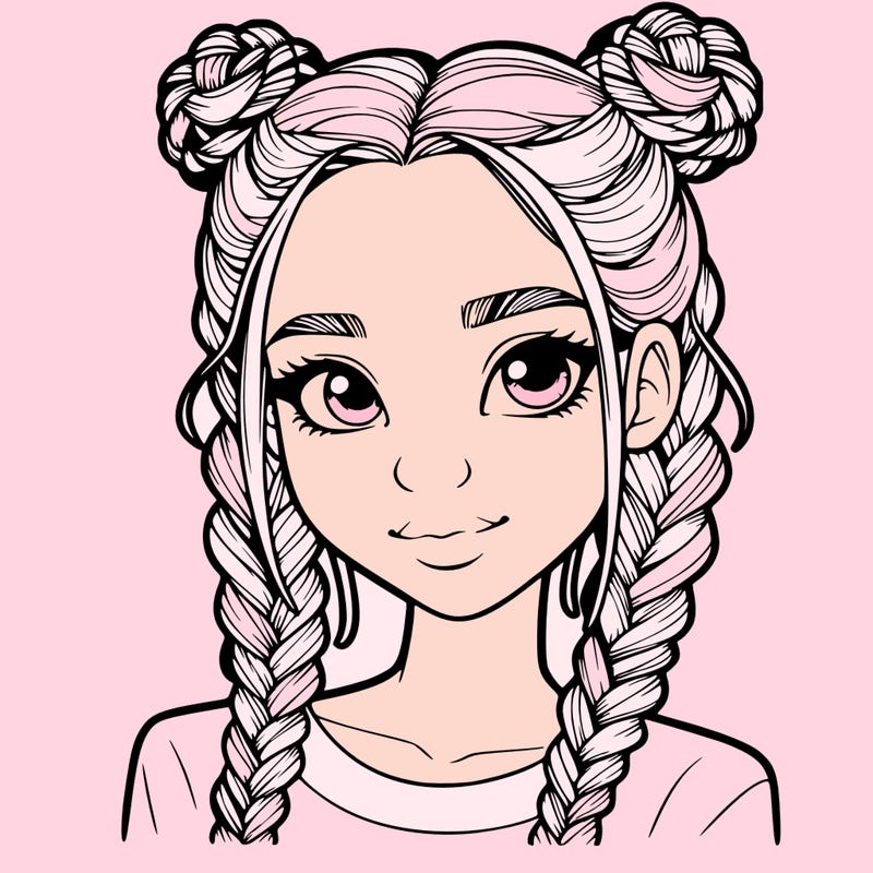 realistic girl with braids