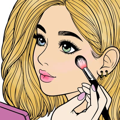 a realistic girl doing her makeup