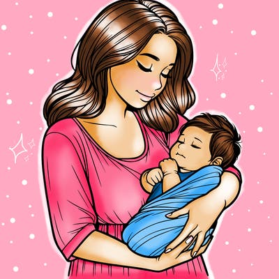 mother holding baby realistic