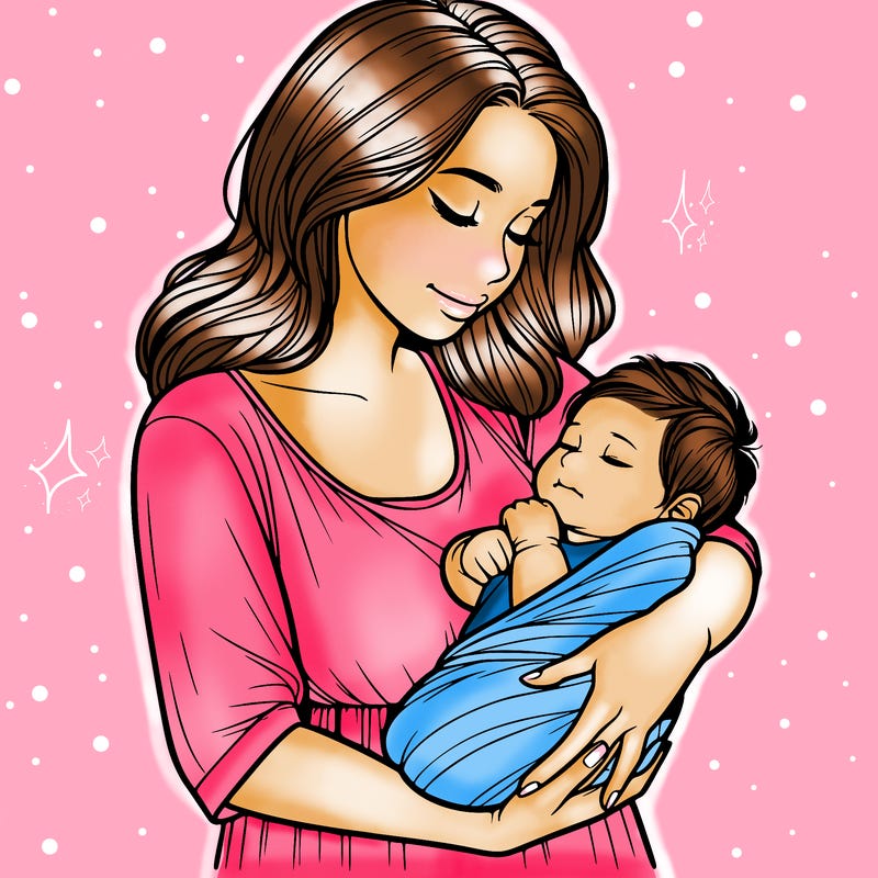 mother holding baby realistic