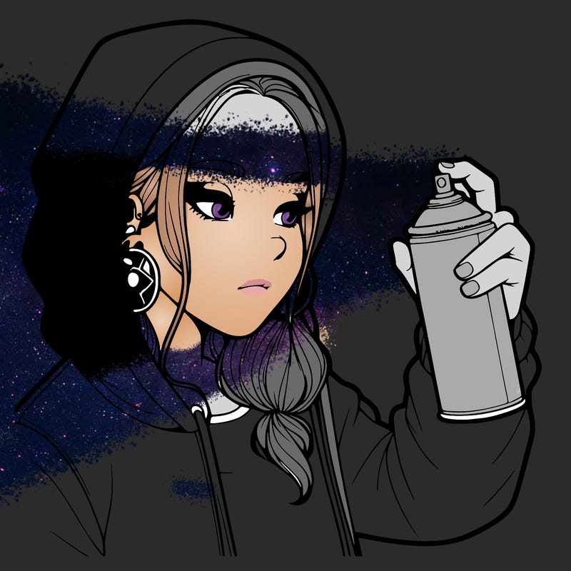 a realistic girl, spray painting
