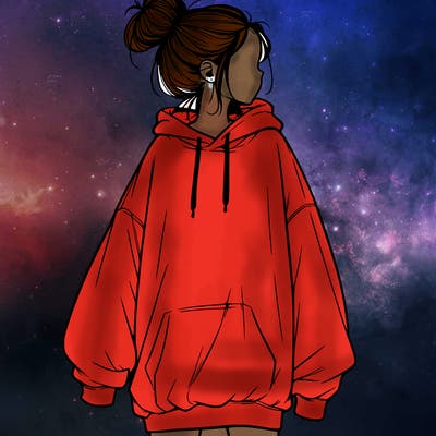 realistic girl with a oversized sweatshirt on and a bun
