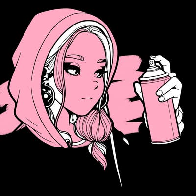 a realistic girl, spray painting