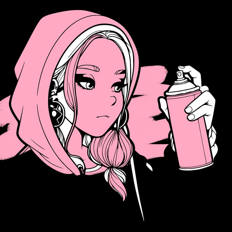 a realistic girl, spray painting