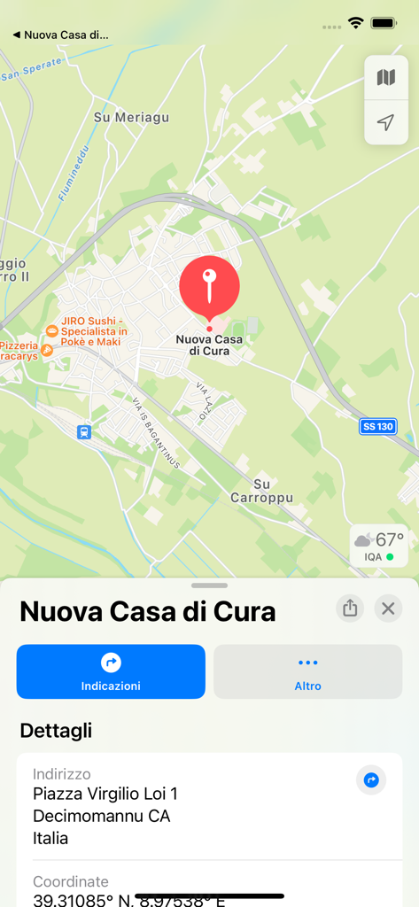 Nuova Casa di Cura - Vista de mapa que muestra la ubicación de Nuova Casa di Cura en Decimomannu