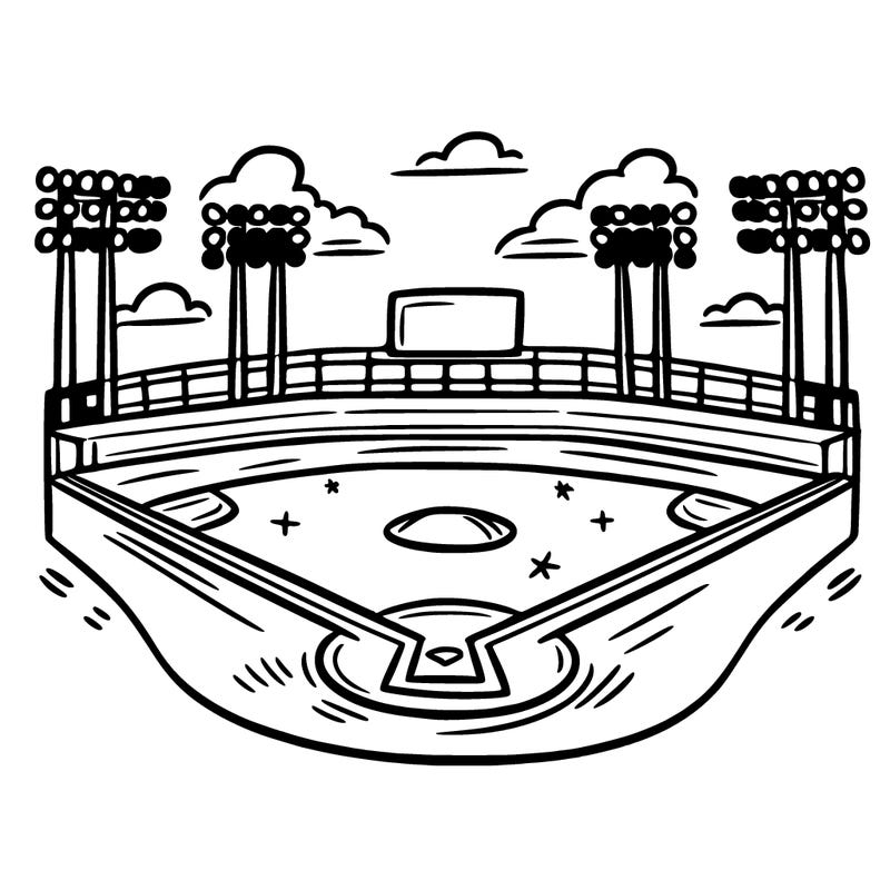 simple drawing of baseball field