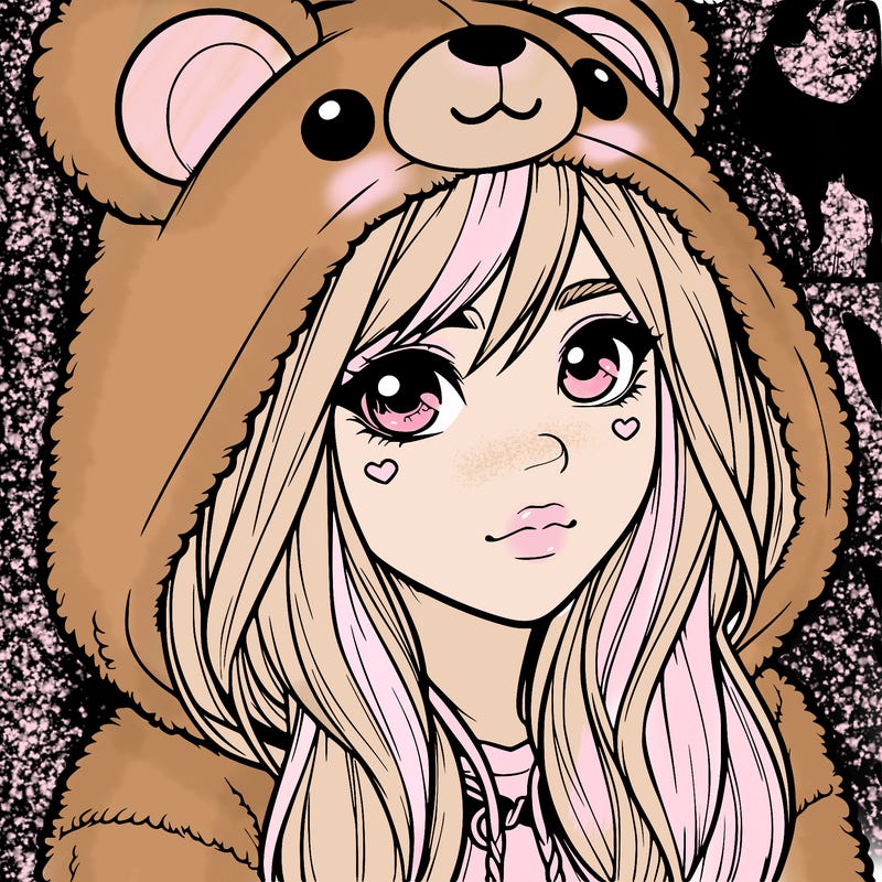 realistic girl in a bear hoodie