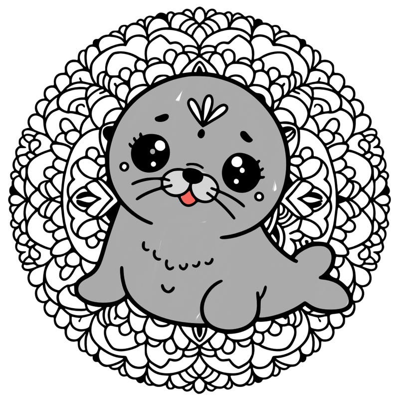 a cute baby seal mandala