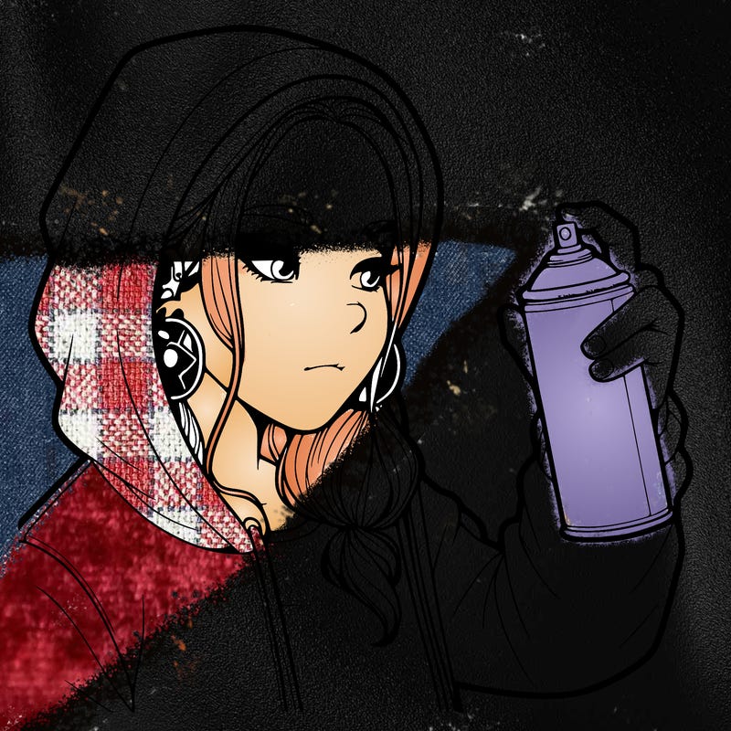a realistic girl, spray painting
