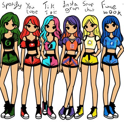 a group of girls wearing crop tops and shorts