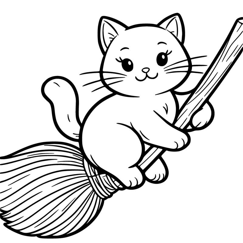 cat on a broom