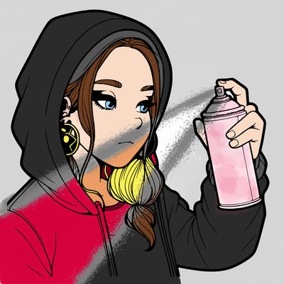 a realistic girl, spray painting