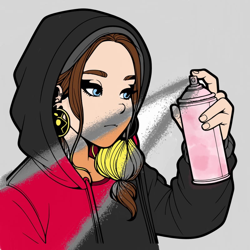 a realistic girl, spray painting