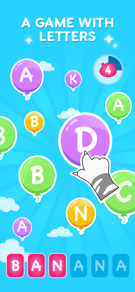 Speech Therapy - Mio For Kids - Educational letter game for children to spell words by tapping balloons in the Mio app