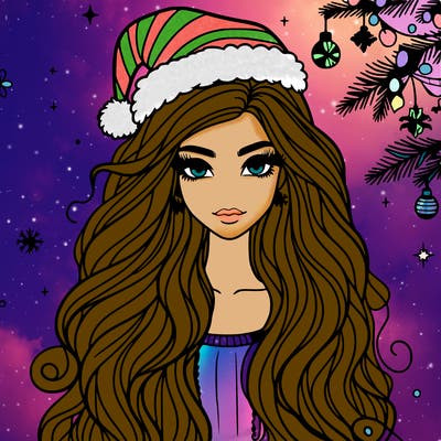 christmas fashionable female model and long hair