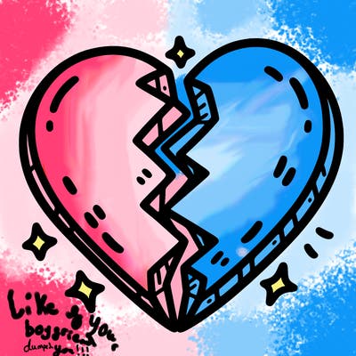 split in half heart