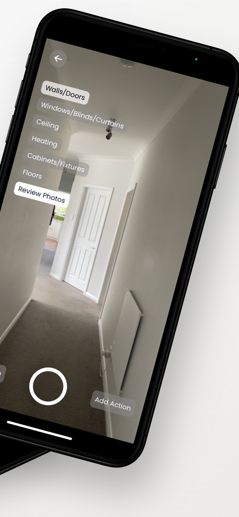 Keyhook - Keyhook app camera interface for rental property inspections with category tags for walls and floors