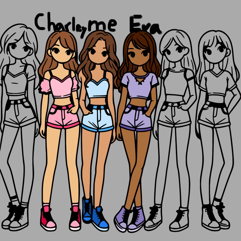 a group of girls wearing crop tops and shorts