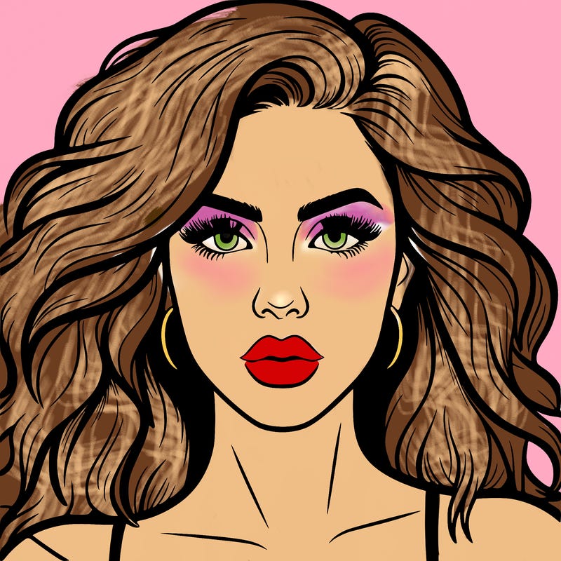 realistic girl eyes lips mouth hair pop star
