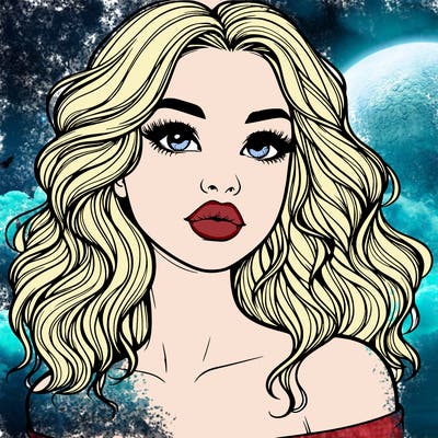 realistic girl with wavy hair and lips