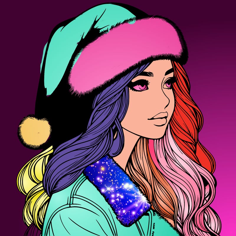 realistic girl in santa hat