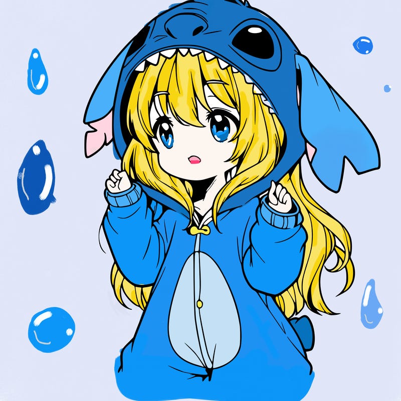 anime girl in a stitch onsie
