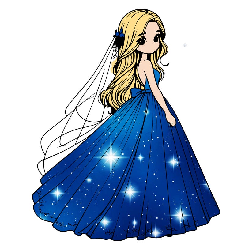 realistic girl in flowing wedding dress