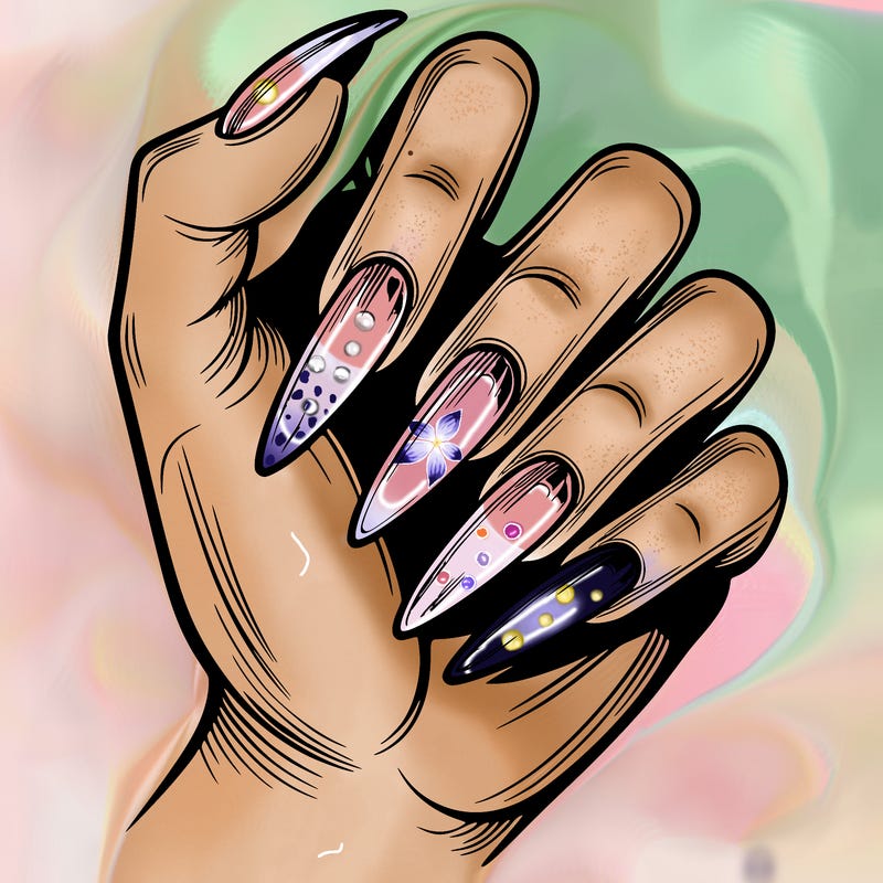 manicure with long nails