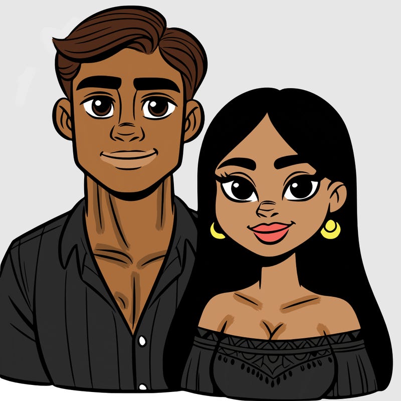 a latina woman and a european man