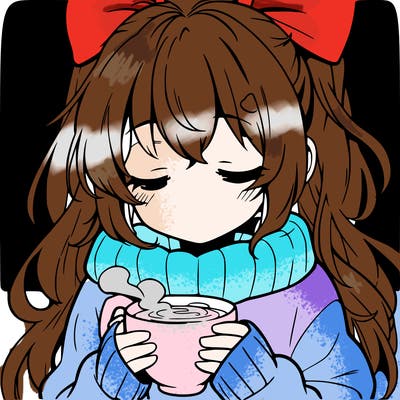 calm anime girl drinking hot coco