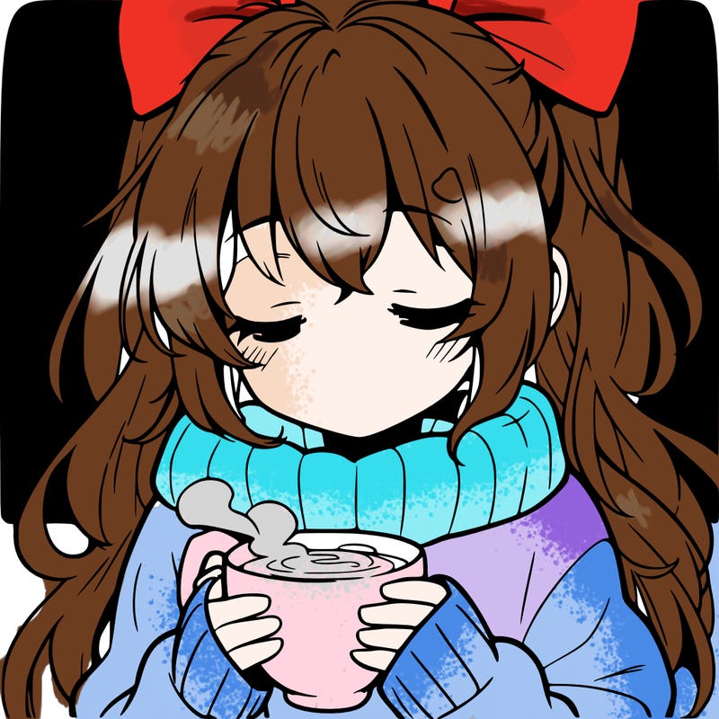 calm anime girl drinking hot coco