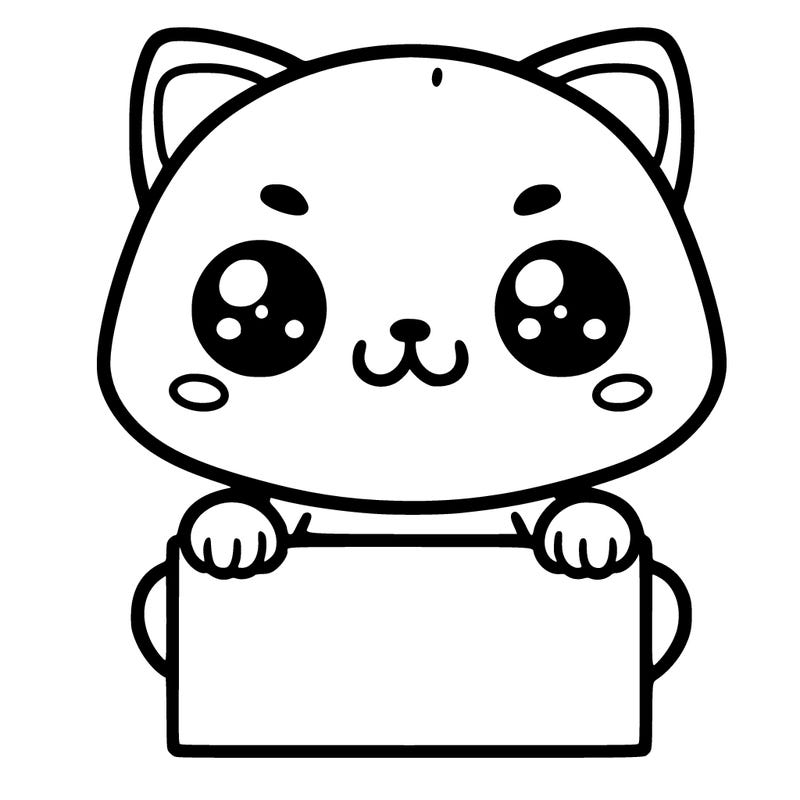 cute cat holding blank sign