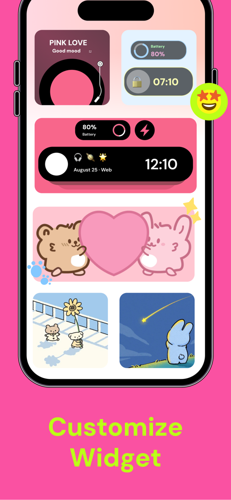 PicMi - Wallpaper & Widgets - iPhone-Homescreen mit niedlichen ästhetischen Widgets für Batterie, Uhrzeit und benutzerdefinierten Illustrationen