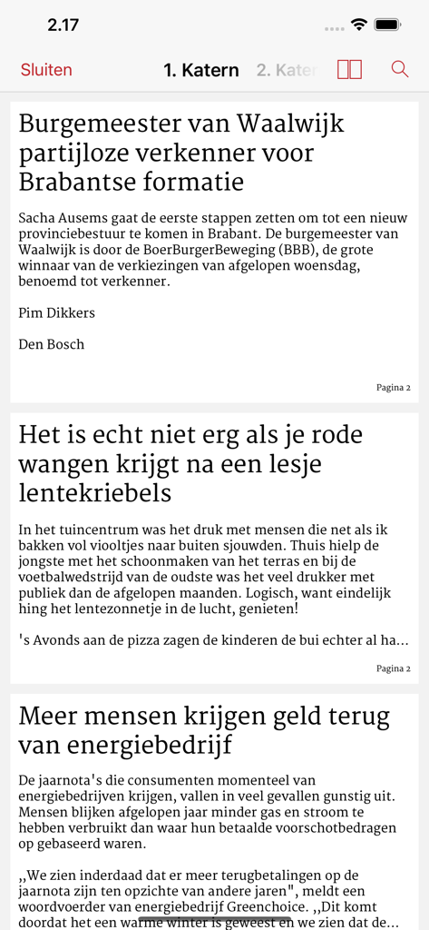 BD - Digitale krant - Digital newspaper articles in the Brabants Dagblad mobile app