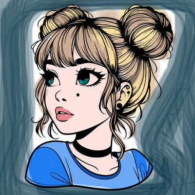 realistic girl with spacebuns