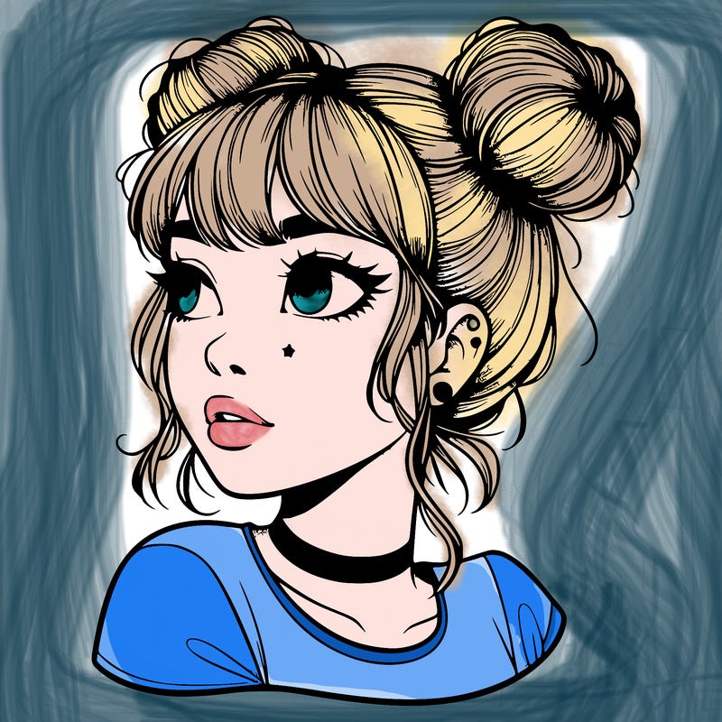 realistic girl with spacebuns