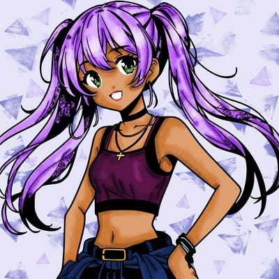 anime girl wearing crop top