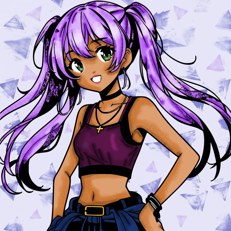 anime girl wearing crop top