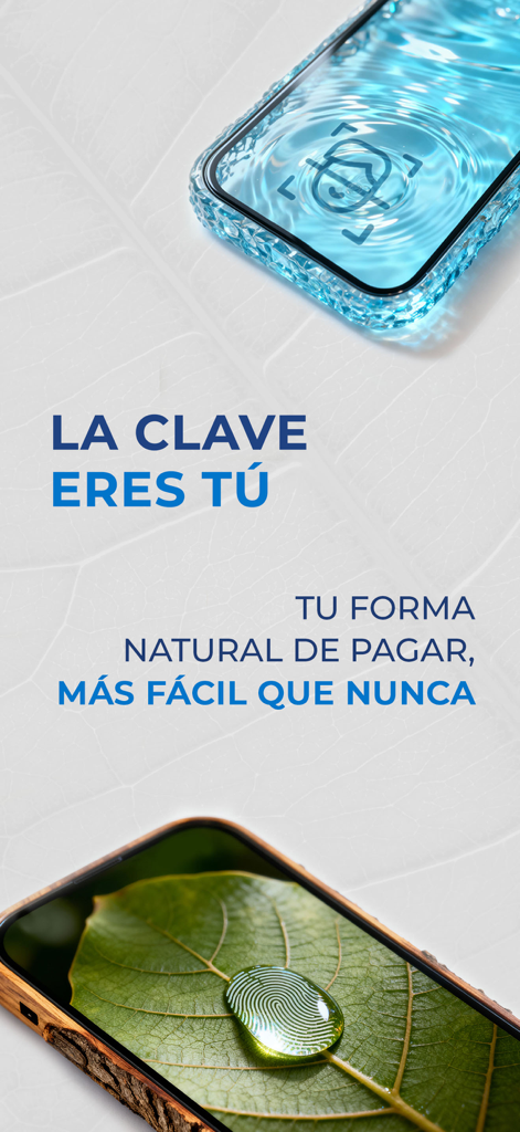 Promoción de NEXO Pago Movil mostrando inicio de sesión biométrico Face ID y huella dactilar para banca segura