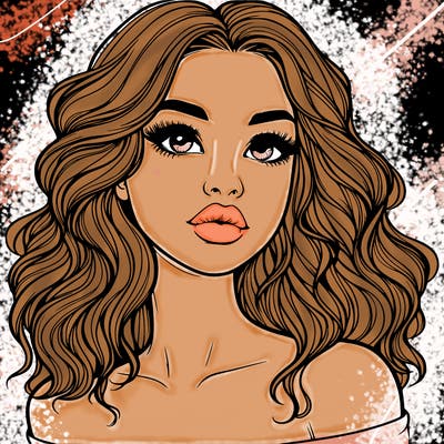 realistic girl with wavy hair and lips
