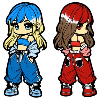 girl in crop top and baggy pants