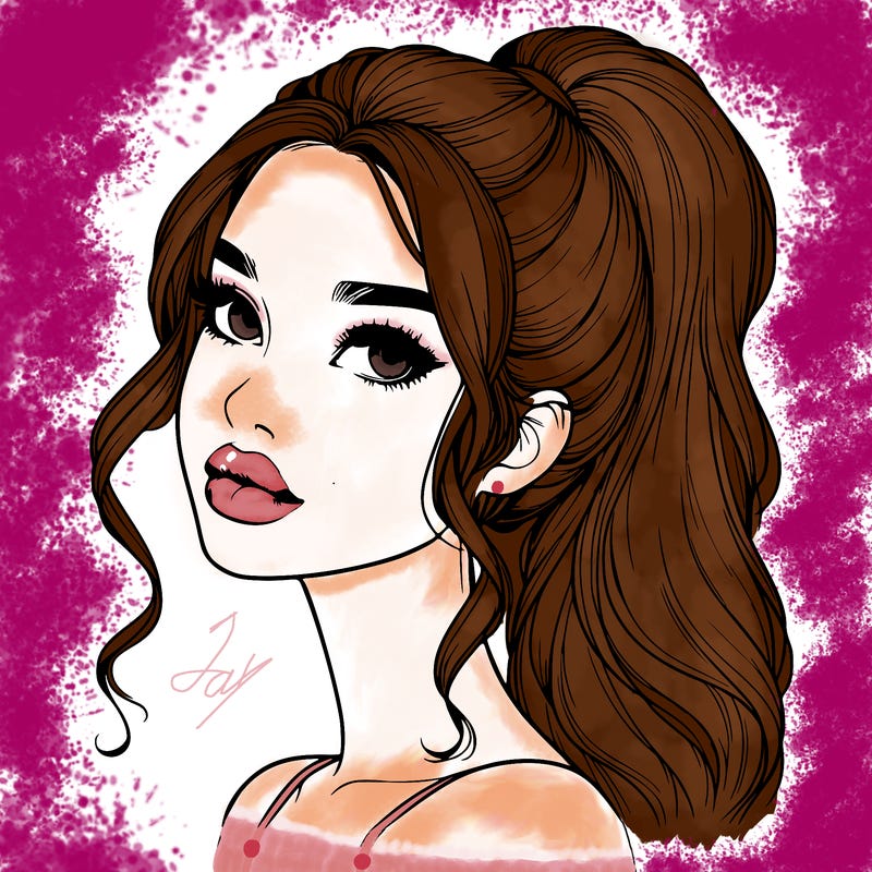 realistic girl with a ponytail on her hair and lips