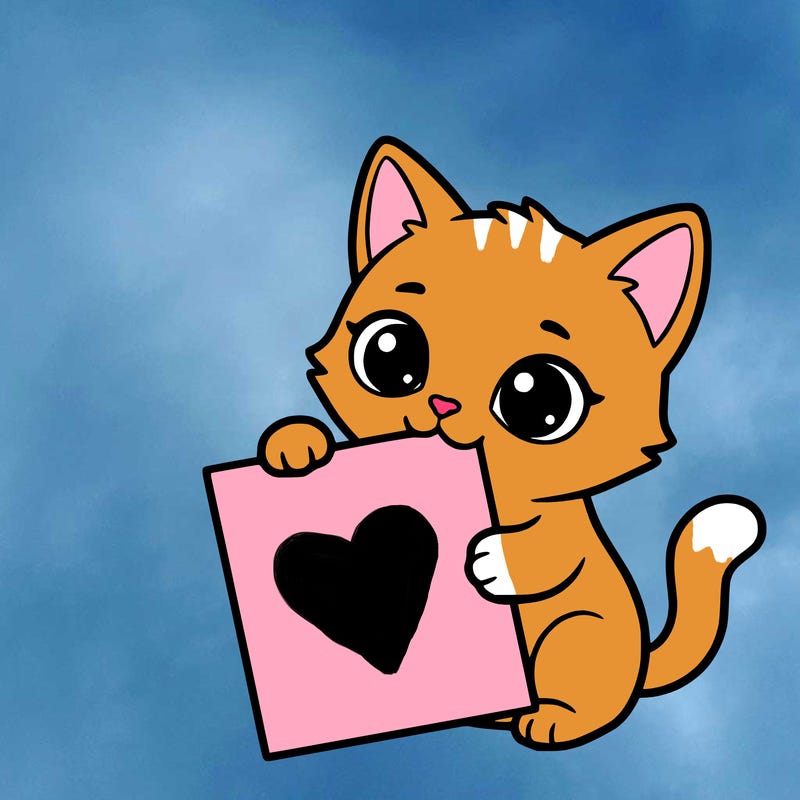 a small cat with a blank sheet of paper in its hand. the cat is sooooooo cute!