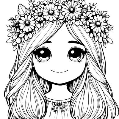 realistic little girl with flower crown
