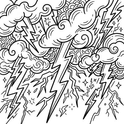 Dive into the exciting world of weather with this dynamic dry lightning coloring page, specially designed for kids aged 4-8. Featuring bold lightning strikes and whimsical clouds, it's perfect for sparking young imaginations.