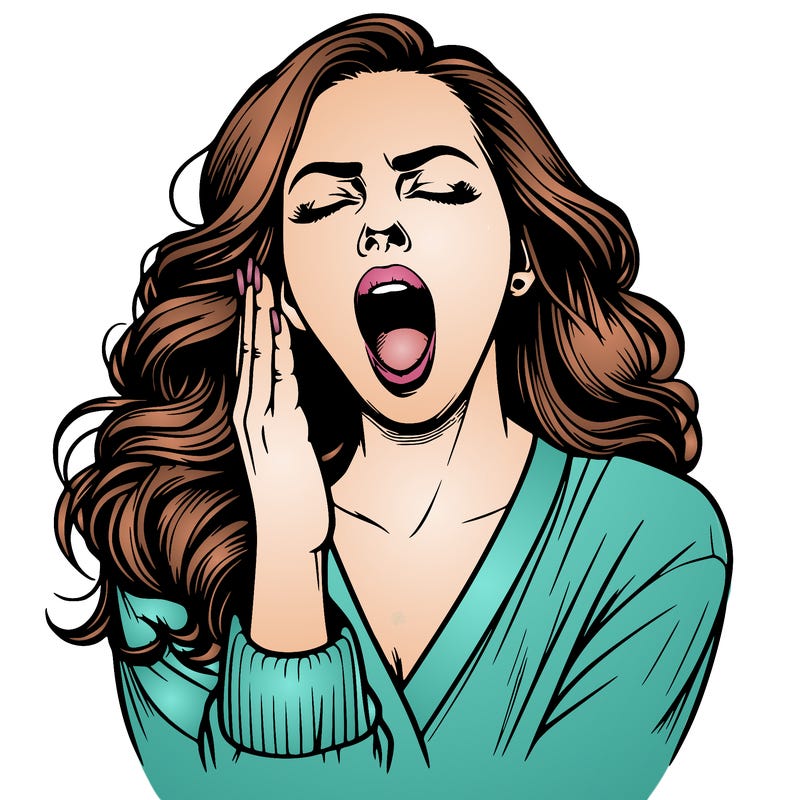 realistic woman yawning