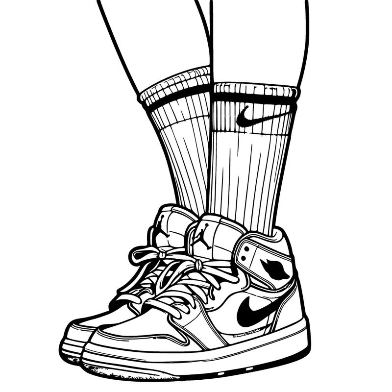 jordan nike sneakers on a person (girl) with nike socks