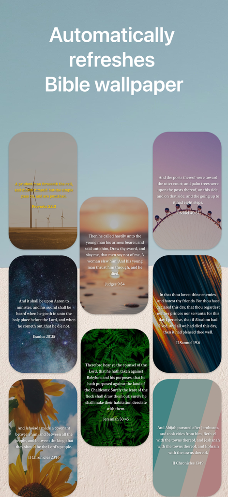 Bible Verse Lock Screen - A collection of aesthetic Bible verse wallpapers for lock screens showing a variety of nature and abstract backgrounds.