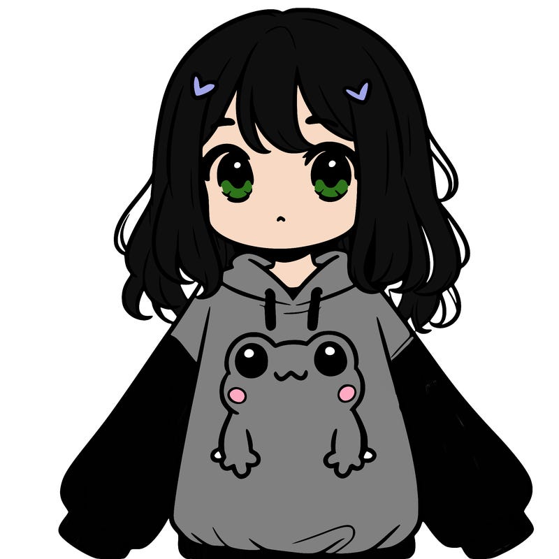 girl wearing frogging sweatshirt